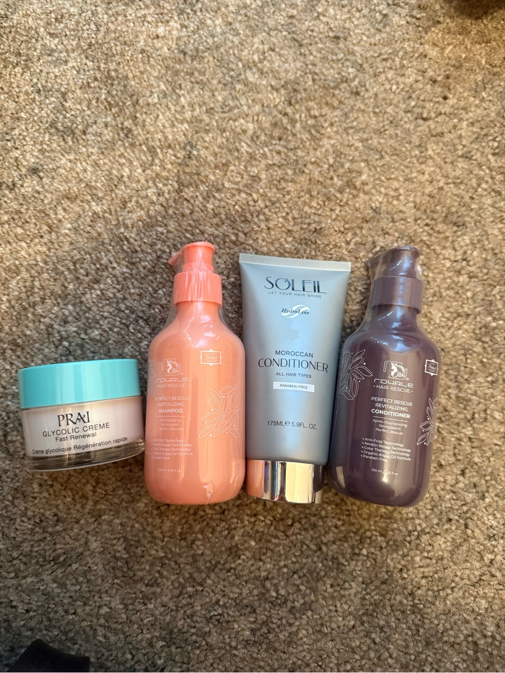 New Royale Shampoo And Conditioner + Soleil Moroccan Conditioner + Prai Glycolic